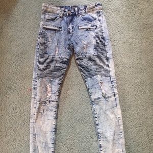 Black Premium Biker Jeans Light Denim